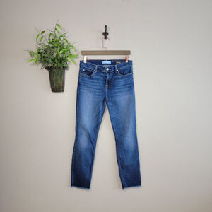 7 For All Mankind Roxanne Ankle Skinny Jeans b(air) Medium Blue Wash Mid Rise 28